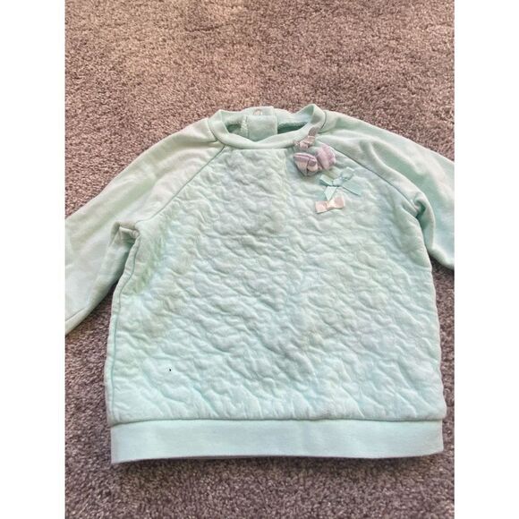 Little Me Baby Girl Mint Green Bow Sweater - Picture 3 of 6